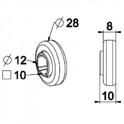 Roulement à billes - cage emboutie diamètre 28 - alésage carré de 10 ou rond de 12 - ZF B134