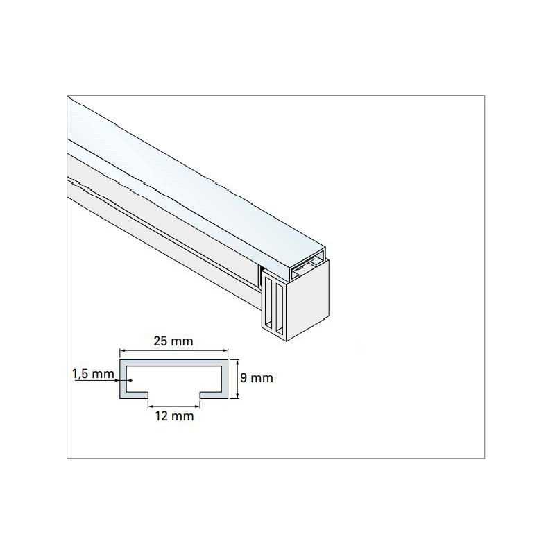 Rail barre palpeuse 2.5 mètres - Simu 9013406