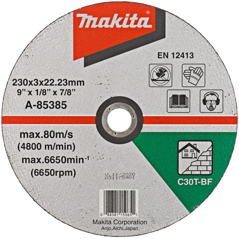 Disque Makita à tronçonner pour meuleuse 230 x 22 x 3 mm - A-85385