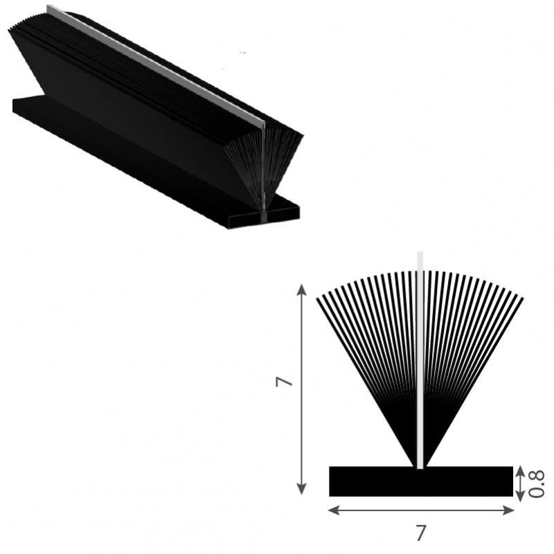 Joint brosse adhésif gris hauteur 12 mm, longueur 5,5 m, largeur 6