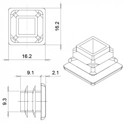 Embout carré intérieur cannelé 24-16x16BL - Fortaps