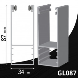 Coulisse porte de garage aluminium GL087 - 87 x 34 mm