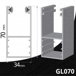 Coulisse porte de garage aluminium GL070 - 70 x 34 mm