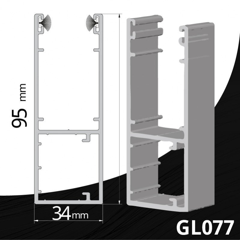 Coulisse porte de garage enroulables aluminium GL077 - 95 x 34 mm