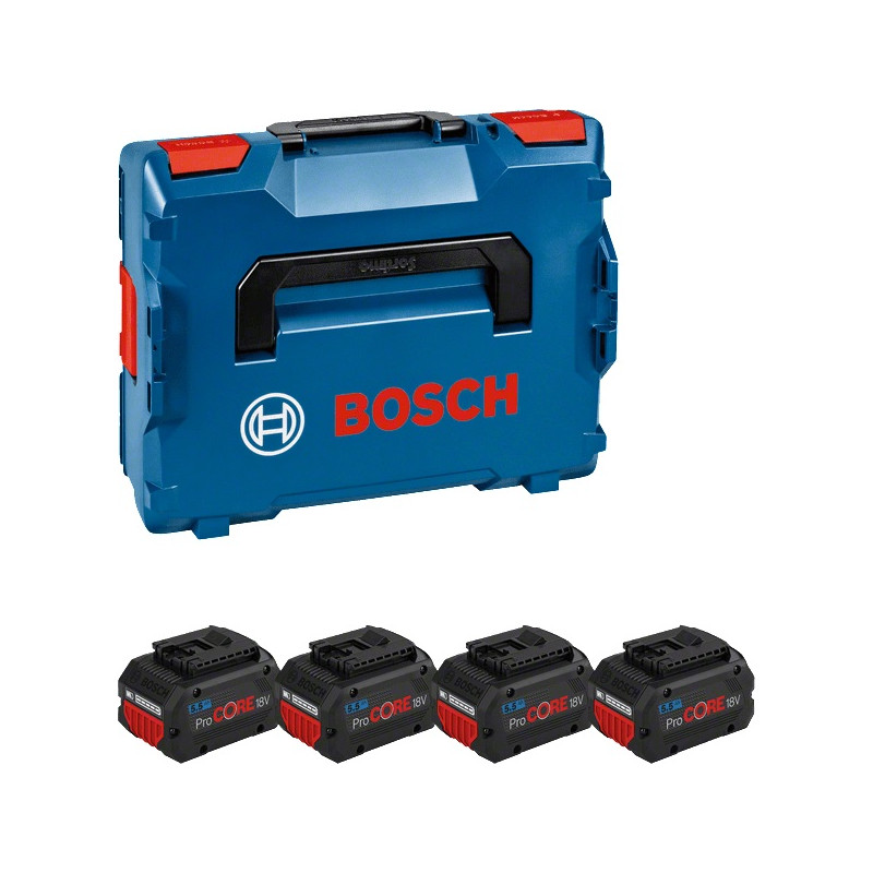 Set 4 batteries 18V-5.5Ah Bosch + coffret L-BOXX 136 - 1600A02A2U