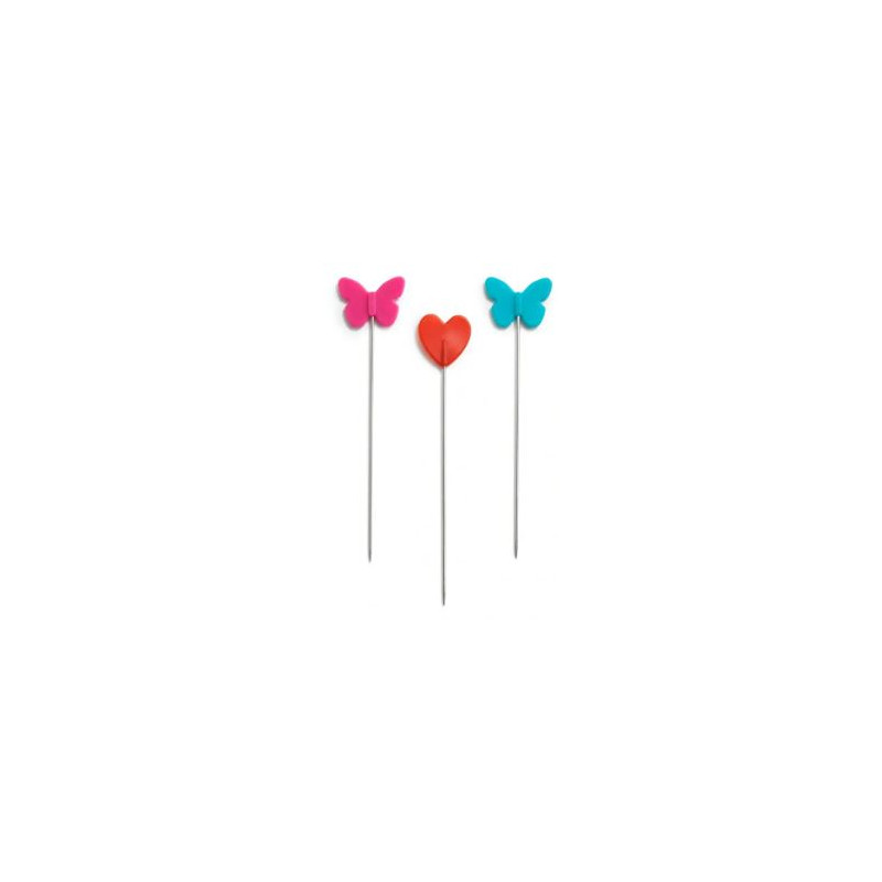 Épingles Prym Love avec Tête Plastique 50 x 0,60 mm - Formes Cœur & Papillon