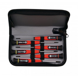 Jeu de 6 tournevis micro 3+3+trousse zippée Mob 9169010001