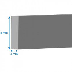 Plat aluminium 8x3 mm pour lame finale - Building AF0803