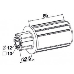 Embout tube ZF 45 crabot mâle Ø12 carré de 10 LG65 - ZF A225A