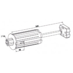 Tandem escamotable tube ZF 64 crabot mâle AL12 axe carré 10 - ZF A264