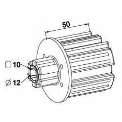 Embout tube ZF 64 crabot mâle alésage 12 carré de 10 L50 - ZF A300D