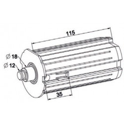 Embout escamotable tube ZF 64 téton Ø18/tourillon Ø12 L115 - ZF A322T