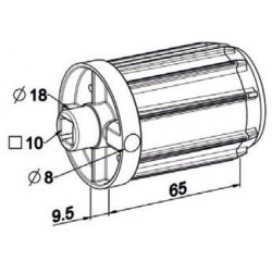 Embout court téton Ø18 carré de 10 tube ZF 54 - ZF A495A