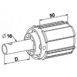 Embout tube ZF 54 L50 côté manœuvre axe Ø16 - ZF A850