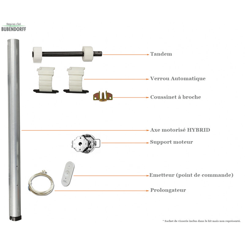 Kit motorisation radio Hybrid Bubendorff - Tradi - 2000 mm - 217043