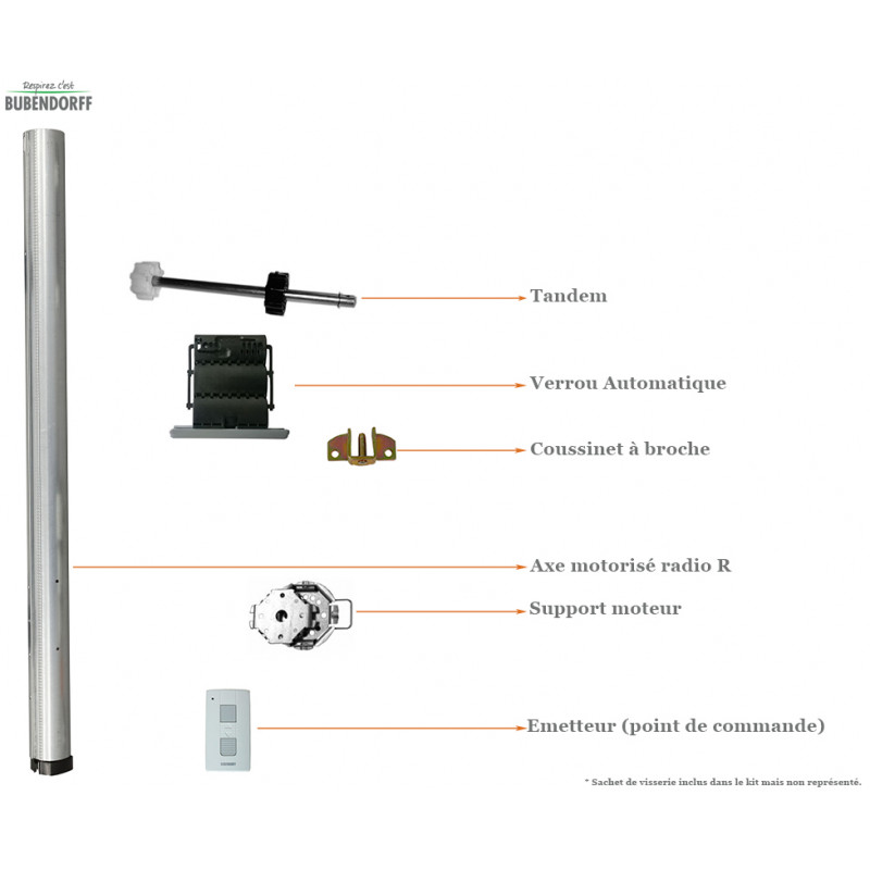 Kit motorisation radio R Bubendorff - Tradi - 2000 mm - 217056