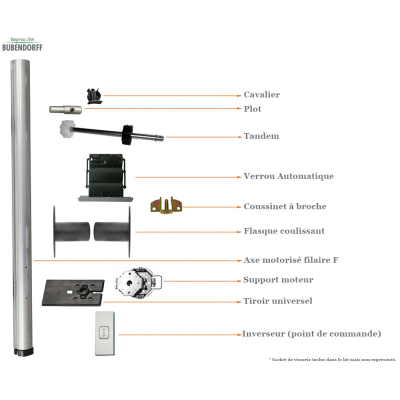 Kit motorisation filaire F Bubendorff - Bloc baie - 3000 mm - 217049