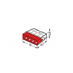 Borne de raccordement 4 fils rigides 2,5mm² Wago 221-422 dimensions