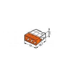 Borne de raccordement 3 fils rigides 2,5mm² Wago 2273-203 dimensions