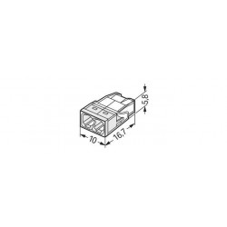 Borne de raccordement 2 fils rigides 2,5mm² Wago 2273-202 dimensions