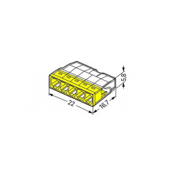 Borne de raccordement 5 fils rigides 2,5mm² Wago 2273-205 dimensions