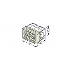 Borne de raccordement 8 fils rigides 2,5mm² Wago 2273-208 dimensions