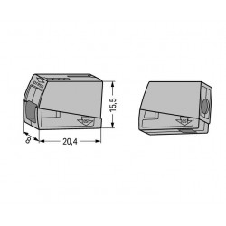 Bornes pour luminaires - Wago 224-101 - Dimensions