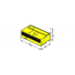 Borne Micro pour boite de dérivation Wago jaune 8 fils - 243-508