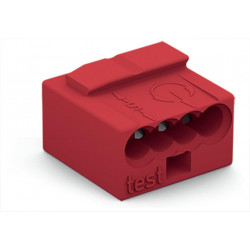Borne Micro Wago pour boite de dérivation rouge 4 fils - 243-804