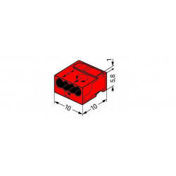 Borne Micro Wago pour boite de dérivation rouge 4 fils - 243-804