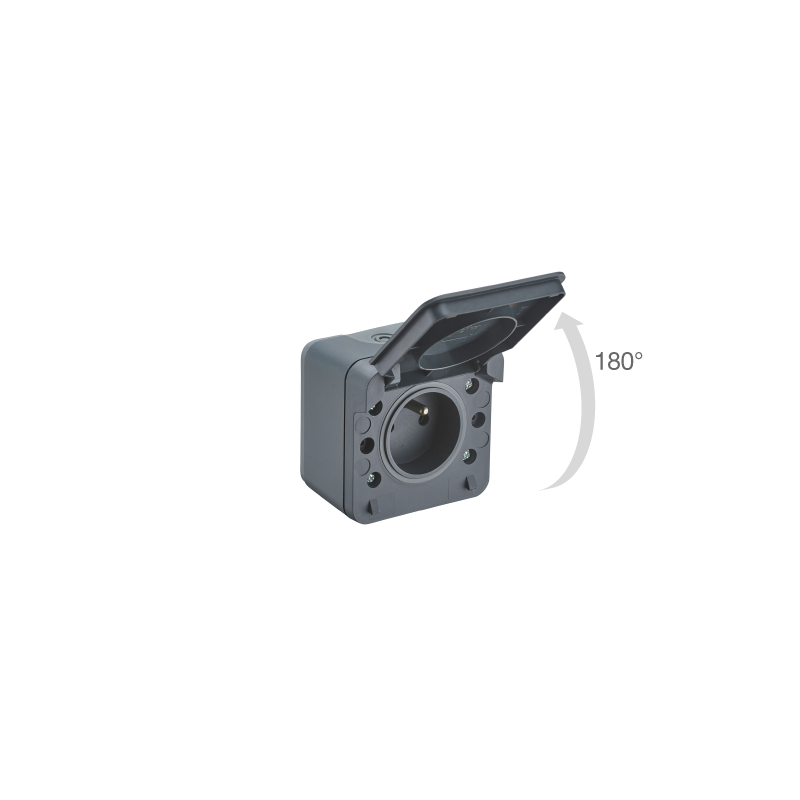 Prise saillie Cyklone étanche avec terre anthracite - Debflex 730420 Prise saillie Cyklone étanche avec terre anthracite - Debflex 730420
