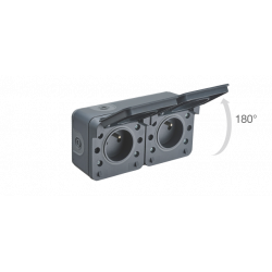 Double prise en saillie Cyklone avec terre anthracite - Debflex 730421