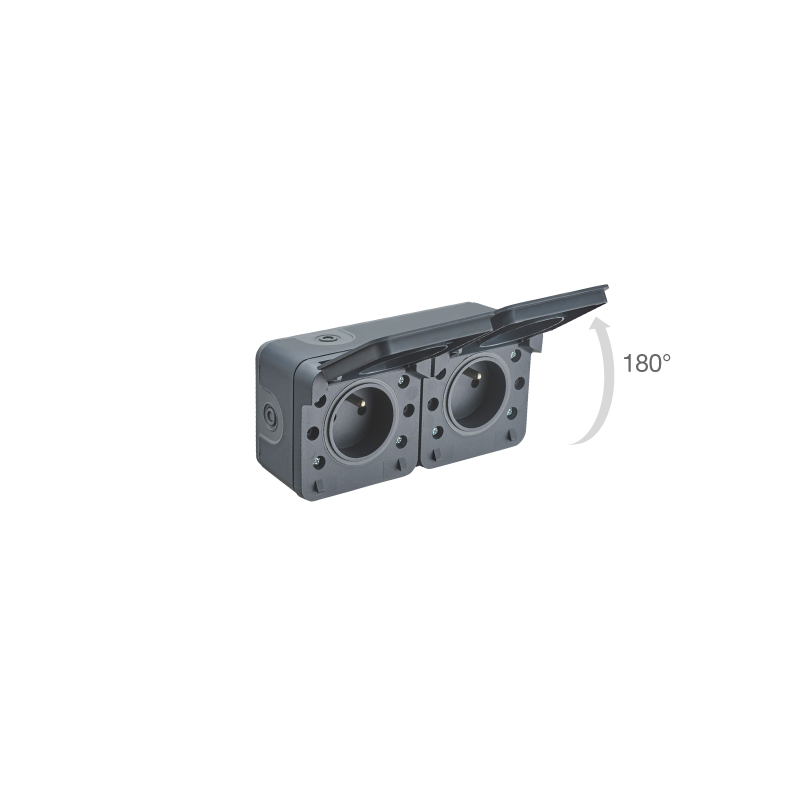 Double prise en saillie Cyklone avec terre anthracite - Debflex 730421 Double prise en saillie Cyklone avec terre anthracite - Debflex 730421