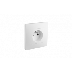 Prise encastrée Caly avec terre blanche pur mat - Debflex 749551