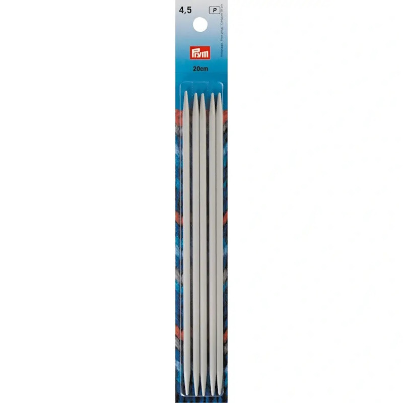 Aiguilles à tricoter Prym 2 pointes 20 cm – 4,50 mm – Gris perle Aiguilles à tricoter Prym 2 pointes 20 cm – 4,50 mm – Gris perle