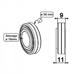 Roulement à bille volet roulant 36 mm - alésage 18