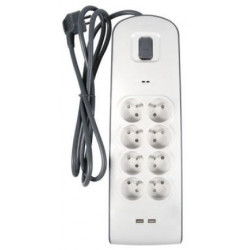Bloc Belkin 8 prises et 2 USB parafoudre 2 mètres - Debflex 722481