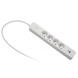 Bloc 4 prises et 2 USB A et C parafoudre câble 1,49 m - Debflex 716223