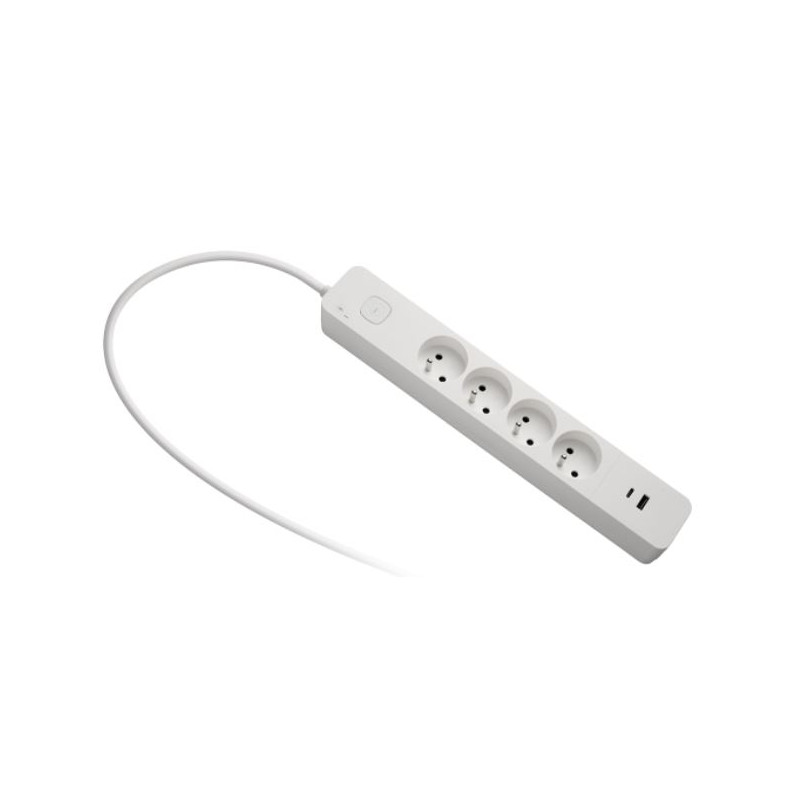 Bloc 4 prises et 2 USB A et C parafoudre câble 1,49 m - Debflex 716223