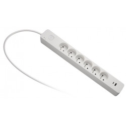 Bloc 6 prises et 2 USB A et C parafoudre câble 1,49 m - Debflex 716227