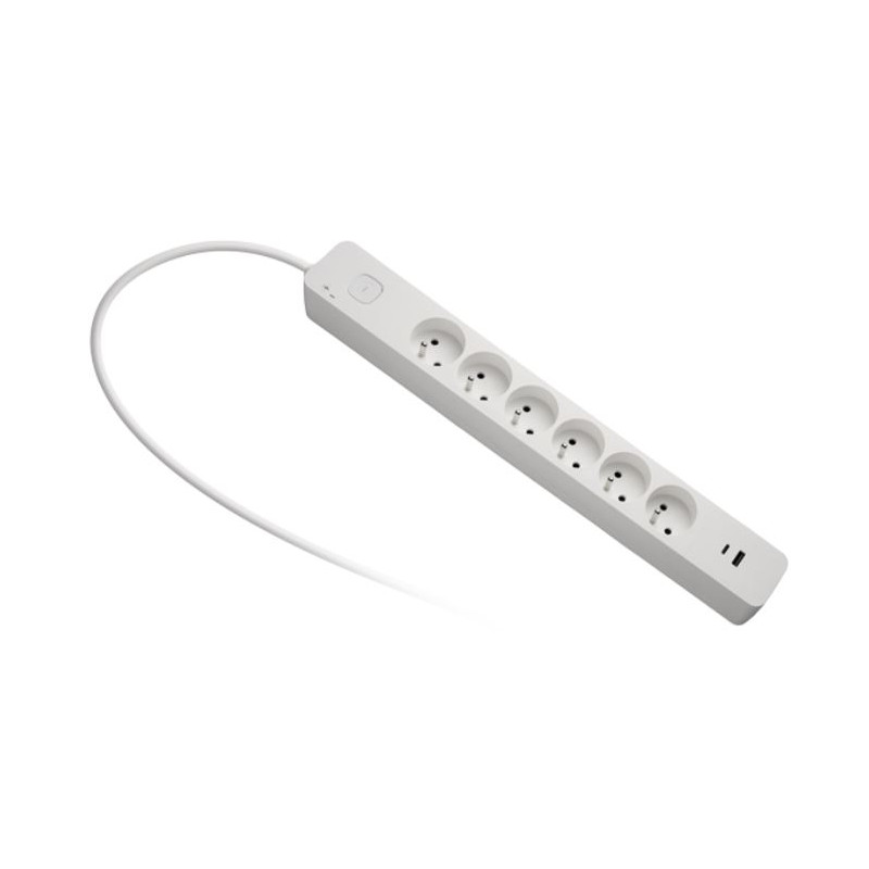 Bloc 6 prises et 2 USB A et C parafoudre câble 1,49 m - Debflex 716227