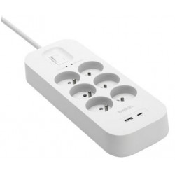 Bloc Belkin 6 prises et 2 USB A et C parafoudre 2 m - Debflex 722441