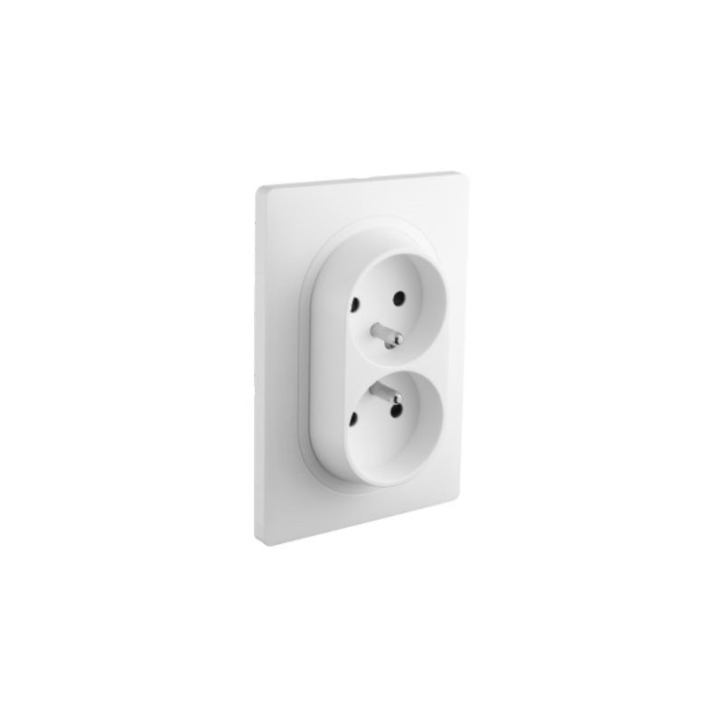 Double prise en 1 poste Caly avec terre 16A blanche - Debflex 749556