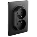Double prise en 1 poste Caly Debflex avec terre 16A noire - 749557