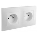 Double prise encastrée Caly Debflex avec terre 16A blanche - 749558