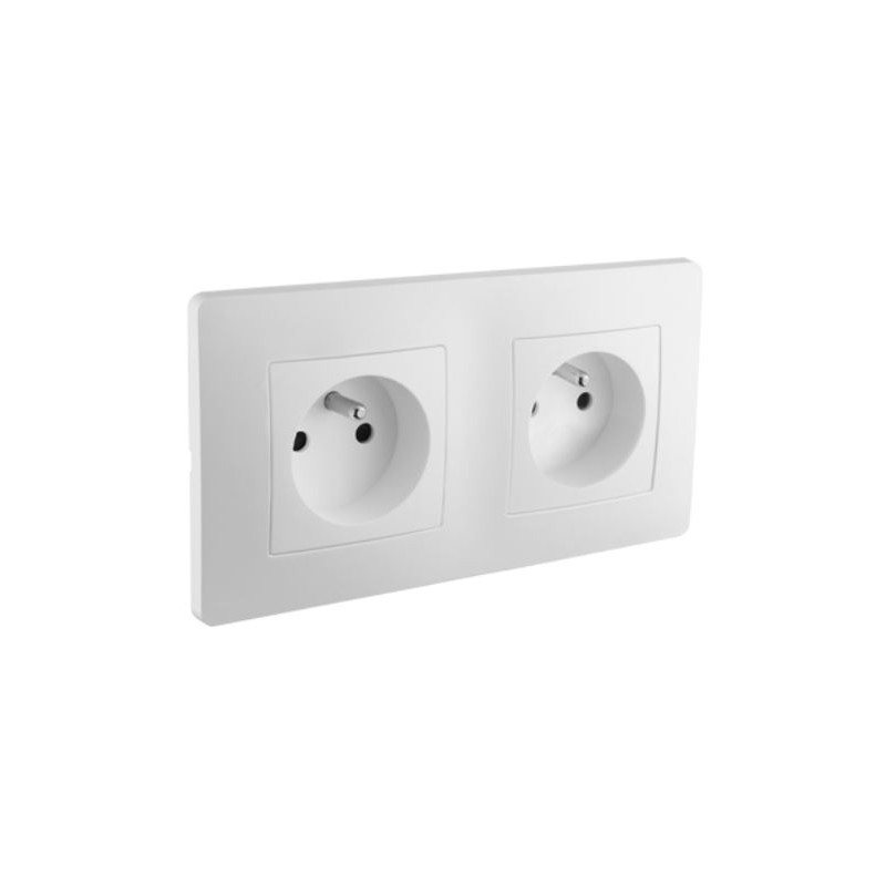 Double prise encastrée Caly avec terre 16A blanche - Debflex 749558 Double prise encastrée Caly avec terre 16A blanche - Debflex 749558