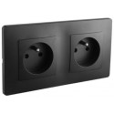 Double prise encastrée Caly Debflex avec terre 16A noire - 749559