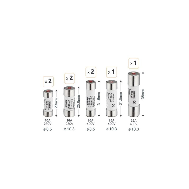 Fusible céramique avec voyant 230 à 400 V - Debflex 715006 - 8 pièces Fusible céramique avec voyant 230 à 400 V - Debflex 715006 - 8 pièces