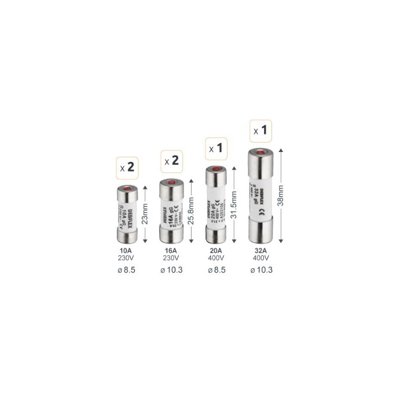 Fusible céramique avec voyant 230 à 400 V - Debflex 715007 - 6 pièces Fusible céramique avec voyant 230 à 400 V - Debflex 715007 - 6 pièces