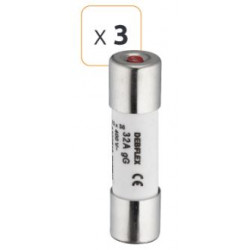 Fusible céramique avec voyant 32A 400 V - Debflex 715216 - 3 pièces